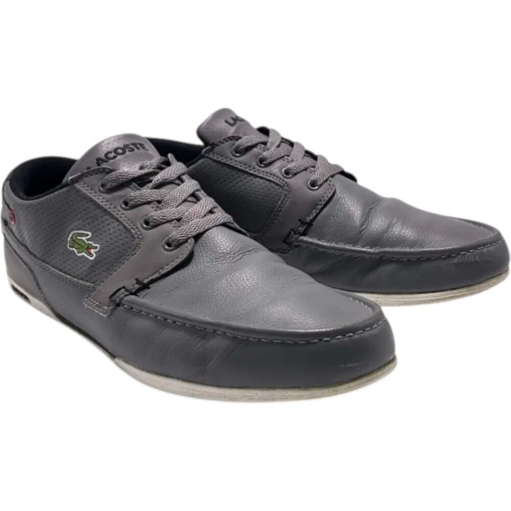 Lacoste Dreyfus Sneakers Perforated Leather Boat Shoes Gray Men's 11m Streetwear